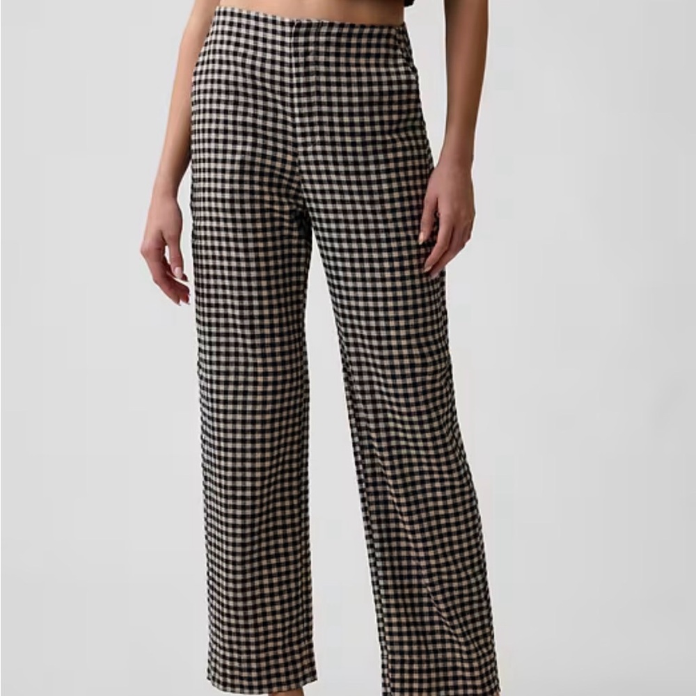 High Rise Linen-Blend Straight Crop Pants - Picture 2 of 8